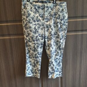 NYDJ Floral Blue and White Pants